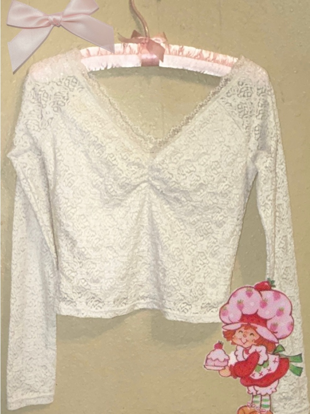 No Boundaries Cream Lace V-Neck Blouse